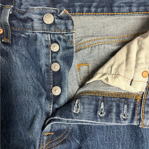 Levi's 501 Straight Leg Dark Was Blue Jeans - Picture 8 of 8
